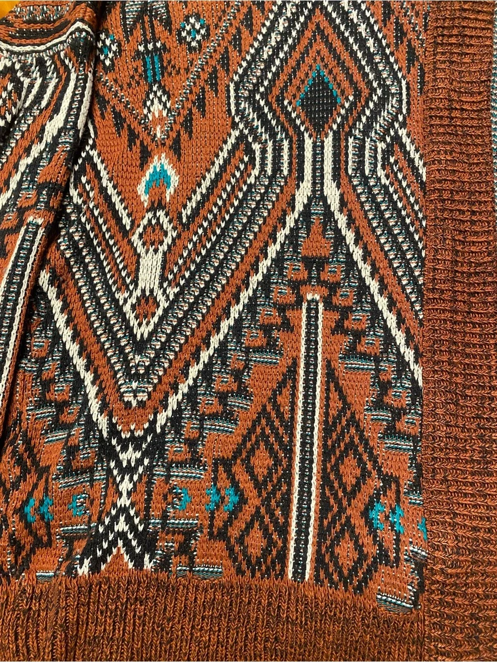 Urban Outfitters “ecoté” Brown + Geometric Patterned Soft Hooded Sweater